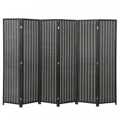 HOMCOM 6 Panel Room Divider with Handwoven Bamboo, Folding Privacy Screen