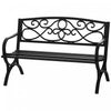 Outsunny 2-Seater Outdoor Bench, Patio Loveseat with Armrests, Black