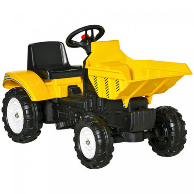 Aosom No Power Kids Ride-on Excavator, Toddler Tractor Pretend Play Construction Toys With Manual Co|Aosom Tractopelle Avec Godet A Commande Manuelle, Tracteur Pour Tout-petits Avec Fonction D'avant Ar