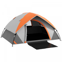 Outsunny 2 Man Camping Tent, 3000mm Waterproof Family Tent, Grey and Orange