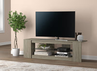 55” TV Stand With 2 Shelves And Tempered Glass - Dark Taupe 