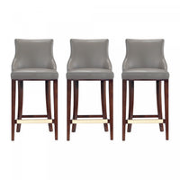 Shubert Modern Wood Upholstered Barstool in Dark Taupe - Set of 3