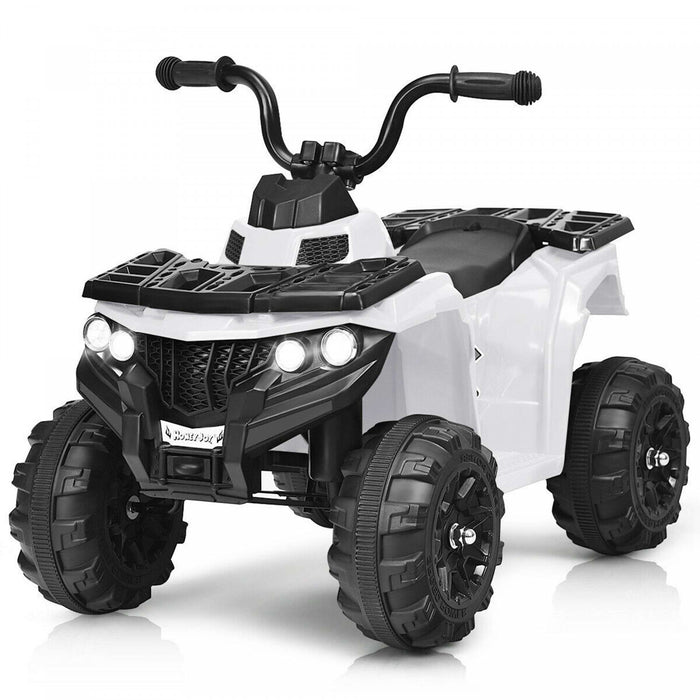 6v Battery Powered Kids Ride On Atv 4-wheeler Quad W/ Mp3 & Led Headlight White