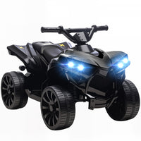Qaba Kids ATV 4 Wheeler, 6V Battery Powered Electric Ride on Car with Music and LED Headlights for Ages 3-8 Years Boys and Girls, Black