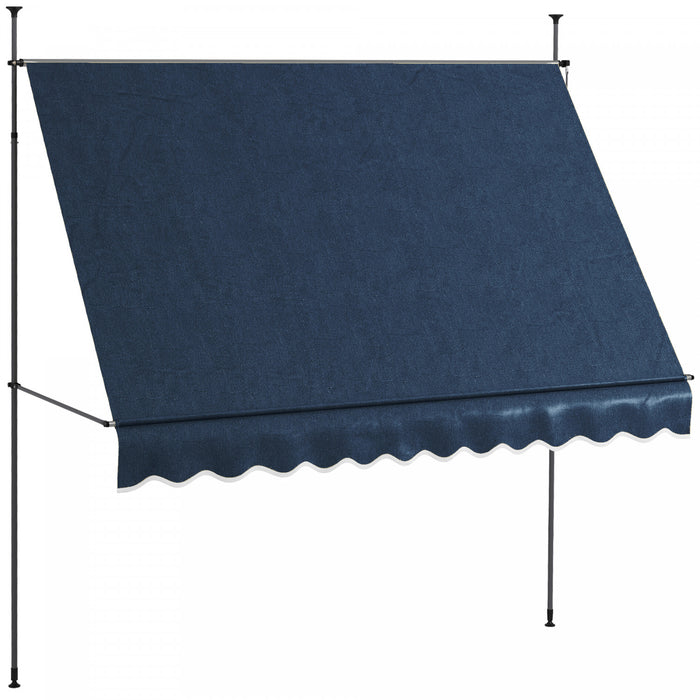 Outsunny 10' X 4' Retractable Awning, Freestanding & Non-screw, Blue