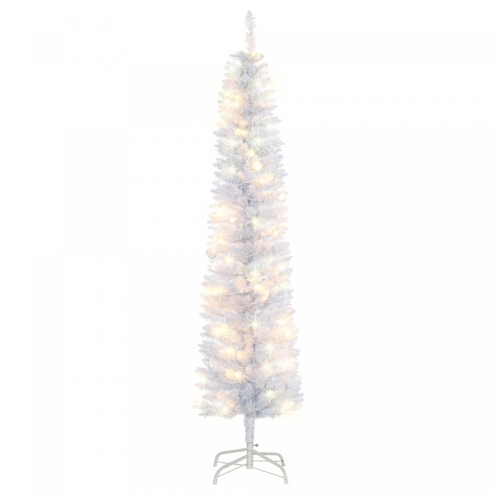 Homcom 6' Pre-lit Pencil Artificial Christmas Tree W/ 100 Leds