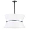 Dainolite Caterine 4 Light Pendant 24\" Dia Matte Black Finish Black Ring/White Shade Lamp