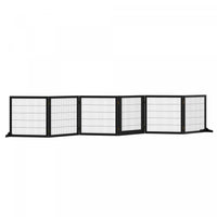 Pawhut Wooden Pet Gate, Dog Safety Barrier, Freestanding Foldable Fence, W/ 6 Panels, 2 Support Feet