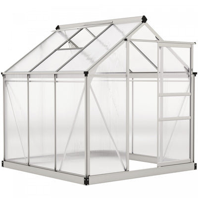 Outsunny Greenhouse, Walk-in Hot House, Clear Pc Board With Sliding Door|Outsunny Serre, Serre De Plain-pied Transparente Avec Porte Coulissante