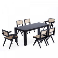 Hamlet and Rockaway Modern Industry Chic 7-Piece Dining Set in Black and Natural Dining Room Set 