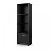 Step One 3-shelf Bookcase With Door - Pure Black 
