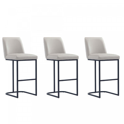 Serena Modern Metal Upholstered Barstool in Light Gray - Set of 3 Bar Stool | Tabouret de bar moderne en metal et tissu Serena, gris clair - Lot de 3