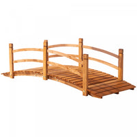 Outsunny 6ft Wooden Garden Bridge Classic Arc Footbridge With Guardrails For Stream Pond Walkway, Or