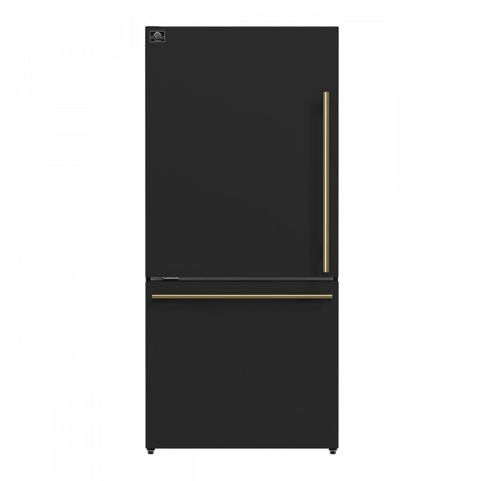Forno Milano Espresso 31 Inch Bottom Freezer, Black, 17.2 cu.ft. - FFFFD1786-31BLK