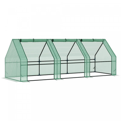 Outsunny 106" X 36" X 36" Portable Mini Greenhouse Tunnel Growing Tent Plants Flower Warm House W/ Z|Outsunny Mini Serre De Jardin 270l X 90l X 90h Cm Acier Pe Haute Densite 140 G/mĠ Anti-uv 3 Fenetres