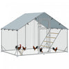 Pawhut Chicken Run, Large Metal Chicken Coop With Feeding Door, Waterproof & Uv-resistant Cover, Hanging Feeder, Perch, Poultry Cage For Outdoor, Backyard, Farm, For 6-8 Poultry