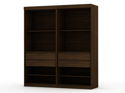 Mulberry Contemporary Modern 36" Wardrobe Closet in Chestnut Brown - Set of 2 | Armoire contemporaine moderne Mulberry 36" en brun chataigne - Lot de 2