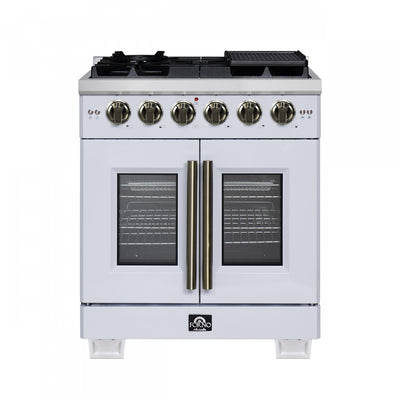 Forno Capriasca 30" White Gas Range 4.32 cu.ft -FFSGS6460-30WHT | Cuisiniere a gaz blanche Capriasca 30 pouces, 4,32 pi³ – FFSGS6460-30WHT