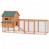 Pawhut 137" Chicken Coop, Wooden Large Hen House With Chicken Run, Nesting Box, Poultry Cage For Out|Pawhut 137" Poulailler En Bois Grand Poulailler De Luxe Clapier A Lapins Cage A Volaille Verrouillab