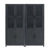 Jodie Mid-Century Modern 31\" Bookcase Cabinet in Charcoal Gray (6-Shelf) - Set of 2