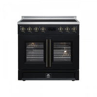 Forno Torino French Door 36 Inch Black Induction Range, 5.36 cu.ft. - FFSIN0950-36BLK Electric Range