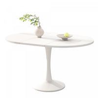 Liam Extendable Round Dining Table with Space-Saving Function,White  
