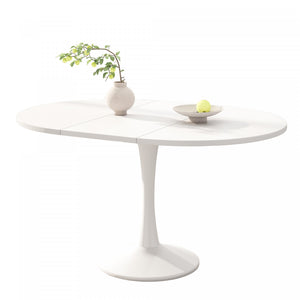 Liam Extendable Round Dining Table with Space-Saving Function,White