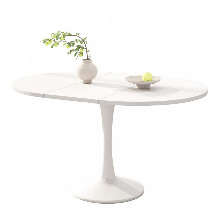 Liam Extendable Round Dining Table with Space-Saving Function,White