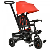 Qaba Baby Tricycle 4 In 1 Trike W/ Reversible Angle Adjustable Seat Removable Handle Canopy Handrail