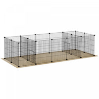 Pawhut 18 Panels Small Animal Cage With Water-resistant Mat, Pet Playpen With Doors, Guinea Pig Cage