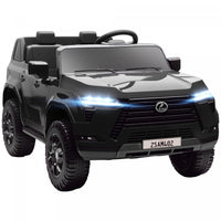 Qaba 2 Seater Electric Car For Kids, 12v 7ah Lexus Gx550 Licensed Battery Powered Ride On Car With Remote Control, 4 Wheel Suspension System, Usb, Led Light, 3 Speed, Black