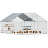 Pawhut Chicken Run, Large Metal Chicken Coop With Nesting Box, Waterproof & Uv-resistant Cover, Roosting Bars, Poultry Cage For Outdoor, Backyard, Farm, For 12-18 Poultry