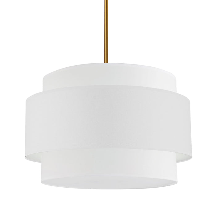 Dainolite Priya 4 Light Pendant 22\" Dia Aged Brass White Shade Lamp