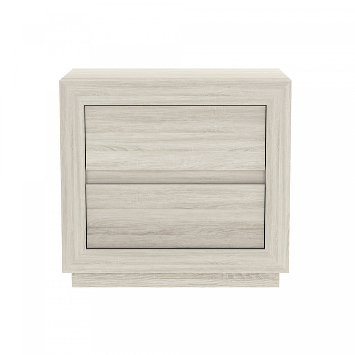 Soren Contemporary 26\" Nightstand in Whitewashed Oak (2-Drawer)