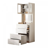 Emily 3-in-1 Vanity Table Set with LED Mirror and Storage,White Mirror Cabinet  