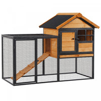 Pawhut Wood-metal Pet House Elevated Rabbit Hutch Bunny Cage Small Animal Habitat With Slide-out Tra