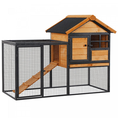 Pawhut Wood-metal Pet House Elevated Rabbit Hutch Bunny Cage Small Animal Habitat With Slide-out Tra|Pawhut Maison Pour Animaux De Compagnie En Bois Et Metal Sureleve Clapier Pour Lapin Cage Pour Lapin