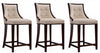 Fifth Avenue Traditional Wood Upholstered Counter Stool in Cream - Set of 3