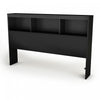 Spark Bookcase Headboard With Storage - Pure Black 