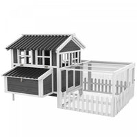 Pawhut Wooden Chicken Coop, Outdoor Rabbit Hutch With Run, Tray, Nesting Box, Removable Tray, Fence