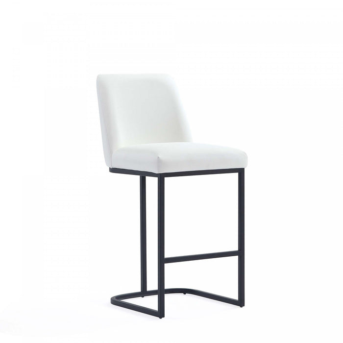 Serena Modern Metal Upholstered Counter Stool in White Armoire