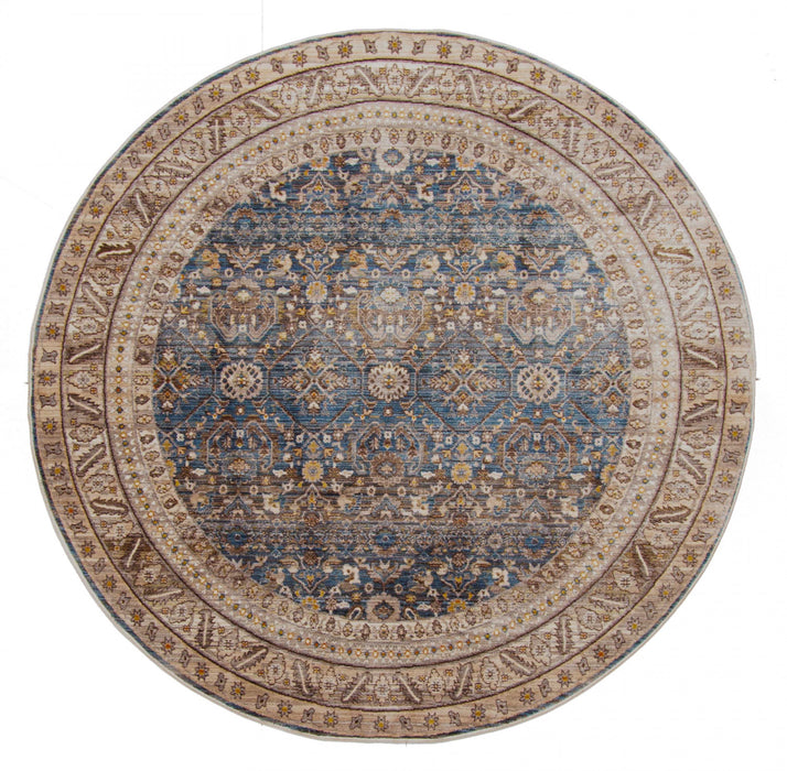 Gianna Traditional 5'0\" x 5'0\" Area Rug in Blue Indoor Area Rug