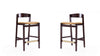 Klismos Mid-Century Modern Wood Upholstered Counter Stool in Camel - Set of 2