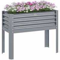 Outsunny Raised Garden Bed W/ Legs Galvanized Elevated Planter Box Silver