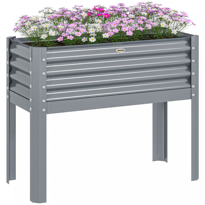 Outsunny Raised Garden Bed W/ Legs Galvanized Elevated Planter Box Silver