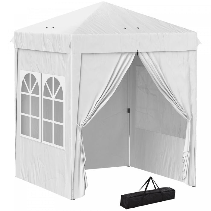 Outsunny 6.7' X 6.7' Pop-up Canopy Tent, Sidewalls, Carry Bag, White