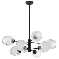 Dainolite Abii 8 Light Chandelier Matte Black Finish Clear Glass Lamp