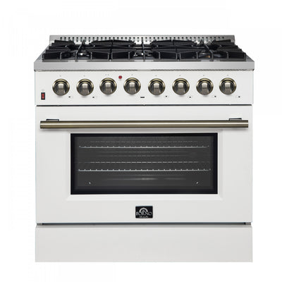 Forno Galiano 36" Dual Fuel Range, White, 5.36 cu.ft.- FFSGS6156-36WHT | Cuisiniere a double combustible Galiano 36 po, blanche, 5,36 pi³ - FFSGS6156-36WHT