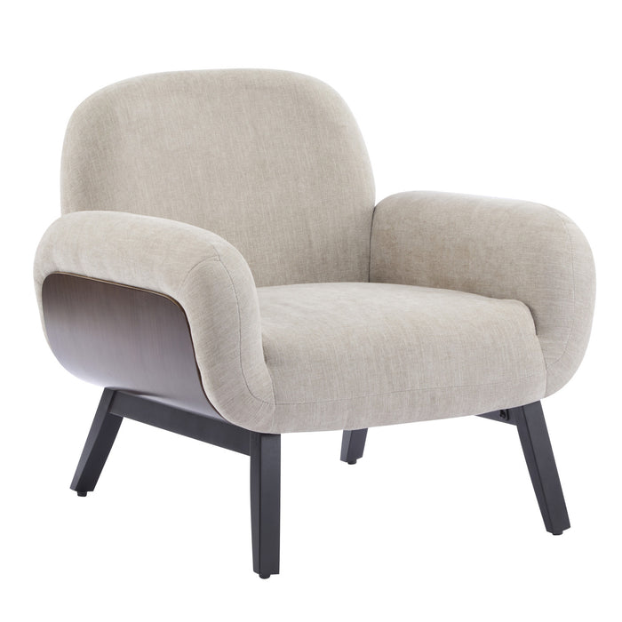 Audrey Solid Wood Ergonomic Accent Armchair with Fabric Upholstery,Tan Accent Chair
