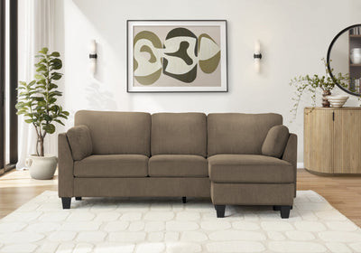 Upholstered Sofa Chaise Lounger, Light Brown Fabric Sofa | Canape Chaise Longue Rembourre, Tissu Marron Clair